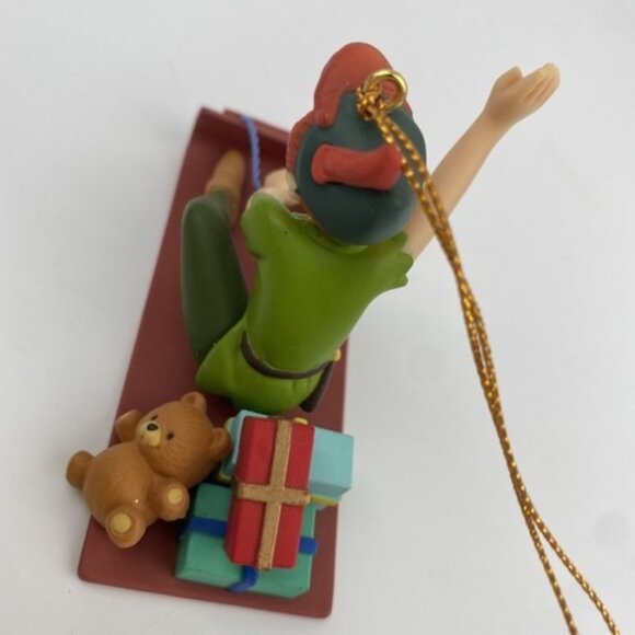 Disney Grolier Christmas Holiday Tree Ornament Peter Pan "Peter Pan On A Sled" - Picture 9 of 11
